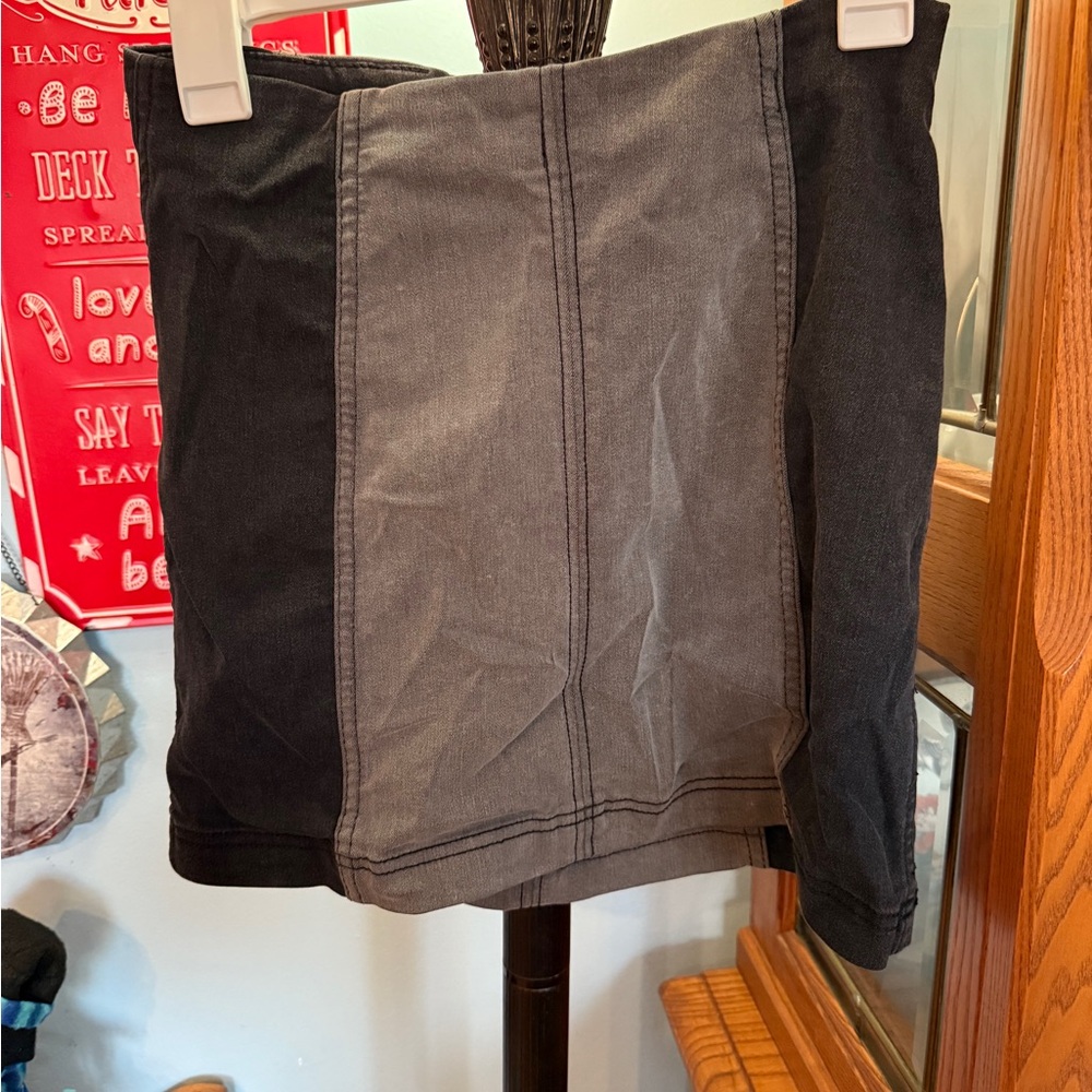 Free People Black and Gray Mini Skirt